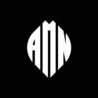 amn cirkel letter logo ontwerp met cirkel en ellipsvorm. amn ellipsletters met typografische stijl. de drie initialen vormen een cirkellogo. amn cirkel embleem abstracte monogram brief mark vector. vector