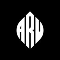 arv cirkel letter logo ontwerp met cirkel en ellipsvorm. arv ellipsletters met typografische stijl. de drie initialen vormen een cirkellogo. arv cirkel embleem abstracte monogram brief mark vector. vector