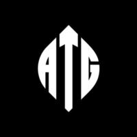 atg cirkel letter logo ontwerp met cirkel en ellipsvorm. atg ellipsletters met typografische stijl. de drie initialen vormen een cirkellogo. atg cirkel embleem abstracte monogram brief mark vector. vector