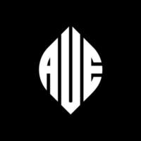 Aue cirkel letter logo ontwerp met cirkel en ellipsvorm. aue ellipsletters met typografische stijl. de drie initialen vormen een cirkellogo. Aue cirkel embleem abstracte monogram brief mark vector. vector