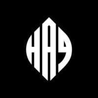 haq cirkel letter logo ontwerp met cirkel en ellipsvorm. haq ellipsletters met typografische stijl. de drie initialen vormen een cirkellogo. haq cirkel embleem abstracte monogram brief mark vector. vector