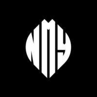 nmy cirkel letter logo-ontwerp met cirkel en ellipsvorm. nmy ellipsletters met typografische stijl. de drie initialen vormen een cirkellogo. nmy cirkel embleem abstracte monogram brief mark vector. vector