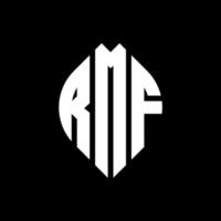 rmf cirkel letter logo ontwerp met cirkel en ellipsvorm. rmf ellipsletters met typografische stijl. de drie initialen vormen een cirkellogo. rmf cirkel embleem abstracte monogram brief mark vector. vector