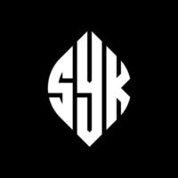 syk cirkel letter logo-ontwerp met cirkel en ellipsvorm. syk ellipsletters met typografische stijl. de drie initialen vormen een cirkellogo. syk cirkel embleem abstracte monogram brief mark vector. vector