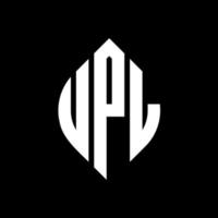 upl cirkel letter logo-ontwerp met cirkel en ellipsvorm. upl ellipsletters met typografische stijl. de drie initialen vormen een cirkellogo. upl cirkel embleem abstracte monogram brief mark vector. vector