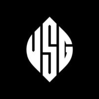 vsg cirkel letter logo-ontwerp met cirkel en ellipsvorm. vsg ellipsletters met typografische stijl. de drie initialen vormen een cirkellogo. vsg cirkel embleem abstracte monogram brief mark vector. vector