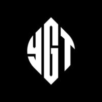 ygt cirkel letter logo ontwerp met cirkel en ellipsvorm. ygt-ellipsletters met typografische stijl. de drie initialen vormen een cirkellogo. ygt cirkel embleem abstracte monogram brief mark vector. vector