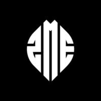 zme cirkel letter logo ontwerp met cirkel en ellipsvorm. zme ellipsletters met typografische stijl. de drie initialen vormen een cirkellogo. zme cirkel embleem abstracte monogram brief mark vector. vector