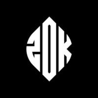 zok cirkel letter logo ontwerp met cirkel en ellipsvorm. zok ellipsletters met typografische stijl. de drie initialen vormen een cirkellogo. zok cirkel embleem abstracte monogram brief mark vector. vector