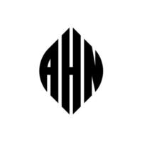 ahn cirkel letter logo ontwerp met cirkel en ellipsvorm. ahn ellipsletters met typografische stijl. de drie initialen vormen een cirkellogo. ahn cirkel embleem abstracte monogram brief mark vector. vector