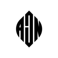 ajn cirkel letter logo-ontwerp met cirkel en ellipsvorm. ajn ellipsletters met typografische stijl. de drie initialen vormen een cirkellogo. ajn cirkel embleem abstracte monogram brief mark vector. vector