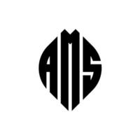 ams cirkel letter logo ontwerp met cirkel en ellipsvorm. ams ellipsletters met typografische stijl. de drie initialen vormen een cirkellogo. ams cirkel embleem abstracte monogram brief mark vector. vector