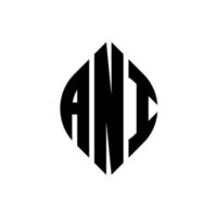 ani cirkel letter logo-ontwerp met cirkel en ellipsvorm. ani ellipsletters met typografische stijl. de drie initialen vormen een cirkellogo. ani cirkel embleem abstracte monogram brief mark vector. vector