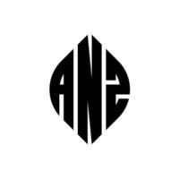 anz cirkel letter logo-ontwerp met cirkel en ellipsvorm. anz ellipsletters met typografische stijl. de drie initialen vormen een cirkellogo. anz cirkel embleem abstracte monogram brief mark vector. vector