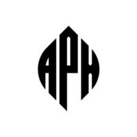 apx cirkel letter logo ontwerp met cirkel en ellipsvorm. apx ellipsletters met typografische stijl. de drie initialen vormen een cirkellogo. apx cirkel embleem abstracte monogram brief mark vector. vector