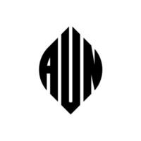 aun cirkel letter logo ontwerp met cirkel en ellipsvorm. aun ellips letters met typografische stijl. de drie initialen vormen een cirkellogo. aun cirkel embleem abstracte monogram brief mark vector. vector