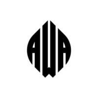 awa cirkel letter logo-ontwerp met cirkel en ellipsvorm. awa ellipsletters met typografische stijl. de drie initialen vormen een cirkellogo. awa cirkel embleem abstracte monogram brief mark vector. vector