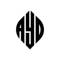 ayd cirkel letter logo ontwerp met cirkel en ellipsvorm. ayd ellipsletters met typografische stijl. de drie initialen vormen een cirkellogo. ayd cirkel embleem abstracte monogram brief mark vector. vector