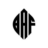 baf cirkel letter logo ontwerp met cirkel en ellipsvorm. baf ellipsletters met typografische stijl. de drie initialen vormen een cirkellogo. baf cirkel embleem abstracte monogram brief mark vector. vector