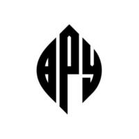 bpy cirkel letter logo-ontwerp met cirkel en ellipsvorm. bpy ellipsletters met typografische stijl. de drie initialen vormen een cirkellogo. bpy cirkel embleem abstracte monogram brief mark vector. vector