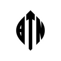 btn cirkel letter logo-ontwerp met cirkel en ellipsvorm. btn ellipsletters met typografische stijl. de drie initialen vormen een cirkellogo. btn cirkel embleem abstracte monogram brief mark vector. vector