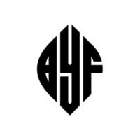 byf cirkel letter logo-ontwerp met cirkel en ellipsvorm. byf ellipsletters met typografische stijl. de drie initialen vormen een cirkellogo. byf cirkel embleem abstracte monogram brief mark vector. vector