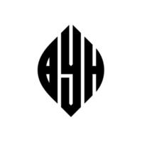 byh cirkel letter logo ontwerp met cirkel en ellipsvorm. byh ellipsletters met typografische stijl. de drie initialen vormen een cirkellogo. byh cirkel embleem abstracte monogram brief mark vector. vector