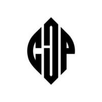 cjp cirkel letter logo ontwerp met cirkel en ellipsvorm. cjp ellipsletters met typografische stijl. de drie initialen vormen een cirkellogo. cjp cirkel embleem abstracte monogram brief mark vector. vector