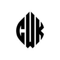 cwk cirkel letter logo ontwerp met cirkel en ellipsvorm. cwk ellipsletters met typografische stijl. de drie initialen vormen een cirkellogo. cwk cirkel embleem abstracte monogram brief mark vector. vector