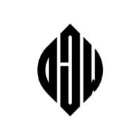 djw cirkel letter logo ontwerp met cirkel en ellipsvorm. djw ellipsletters met typografische stijl. de drie initialen vormen een cirkellogo. djw cirkel embleem abstracte monogram brief mark vector. vector