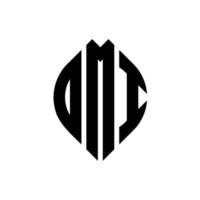 dmi cirkel letter logo ontwerp met cirkel en ellipsvorm. dmi ellipsletters met typografische stijl. de drie initialen vormen een cirkellogo. dmi cirkel embleem abstracte monogram brief mark vector. vector