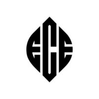 ece cirkel letter logo-ontwerp met cirkel en ellipsvorm. ece ellipsletters met typografische stijl. de drie initialen vormen een cirkellogo. ece cirkel embleem abstracte monogram brief mark vector. vector