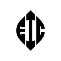 eic cirkel letter logo-ontwerp met cirkel en ellipsvorm. eic ellipsletters met typografische stijl. de drie initialen vormen een cirkellogo. eic cirkel embleem abstracte monogram brief mark vector. vector
