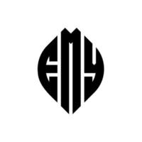 emy cirkel letter logo-ontwerp met cirkel en ellipsvorm. emy ellipsletters met typografische stijl. de drie initialen vormen een cirkellogo. emy cirkel embleem abstracte monogram brief mark vector. vector