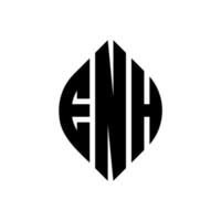 enh cirkel letter logo-ontwerp met cirkel en ellipsvorm. enh ellipsletters met typografische stijl. de drie initialen vormen een cirkellogo. enh cirkel embleem abstracte monogram brief mark vector. vector