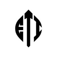 eti cirkel letter logo-ontwerp met cirkel en ellipsvorm. eti ellipsletters met typografische stijl. de drie initialen vormen een cirkellogo. eti cirkel embleem abstracte monogram brief mark vector. vector