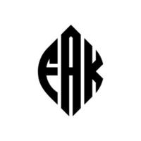 fak cirkel letter logo ontwerp met cirkel en ellipsvorm. valse ellipsletters met typografische stijl. de drie initialen vormen een cirkellogo. fak cirkel embleem abstracte monogram brief mark vector. vector