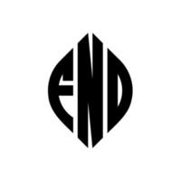 fnd cirkel letter logo-ontwerp met cirkel en ellipsvorm. zoek ellipsletters met typografische stijl. de drie initialen vormen een cirkellogo. fnd cirkel embleem abstracte monogram brief mark vector. vector