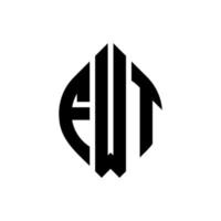 fwt cirkel letter logo-ontwerp met cirkel en ellipsvorm. fwt ellipsletters met typografische stijl. de drie initialen vormen een cirkellogo. fwt cirkel embleem abstracte monogram brief mark vector. vector