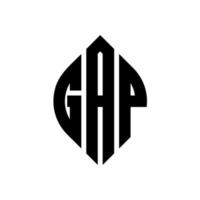 gap circle letter logo-ontwerp met cirkel en ellipsvorm. gap ellips letters met typografische stijl. de drie initialen vormen een cirkellogo. kloof cirkel embleem abstracte monogram brief mark vector. vector