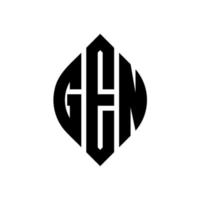 gen cirkel letter logo ontwerp met cirkel en ellipsvorm. gen ellipsletters met typografische stijl. de drie initialen vormen een cirkellogo. gen cirkel embleem abstracte monogram brief mark vector. vector