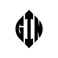 gin cirkel letter logo ontwerp met cirkel en ellipsvorm. gin ellips letters met typografische stijl. de drie initialen vormen een cirkellogo. gin cirkel embleem abstracte monogram brief mark vector. vector