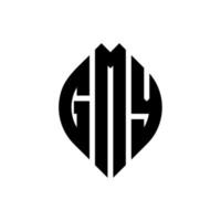 gmy cirkel letter logo ontwerp met cirkel en ellipsvorm. gmy ellipsletters met typografische stijl. de drie initialen vormen een cirkellogo. gmy cirkel embleem abstracte monogram brief mark vector. vector