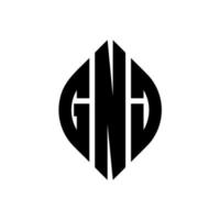 gnj cirkel letter logo ontwerp met cirkel en ellipsvorm. gnj ellipsletters met typografische stijl. de drie initialen vormen een cirkellogo. gnj cirkel embleem abstracte monogram brief mark vector. vector