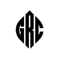 grc cirkel letter logo ontwerp met cirkel en ellipsvorm. grc ellipsletters met typografische stijl. de drie initialen vormen een cirkellogo. grc cirkel embleem abstracte monogram brief mark vector. vector