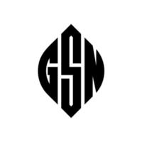 gsn cirkel letter logo ontwerp met cirkel en ellipsvorm. gsn-ellipsletters met typografische stijl. de drie initialen vormen een cirkellogo. gsn cirkel embleem abstracte monogram brief mark vector. vector