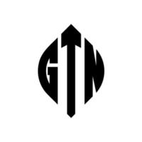 gtn cirkel letter logo-ontwerp met cirkel en ellipsvorm. gtn ellipsletters met typografische stijl. de drie initialen vormen een cirkellogo. gtn cirkel embleem abstracte monogram brief mark vector. vector