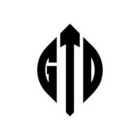 gto cirkel letter logo-ontwerp met cirkel en ellipsvorm. gto ellipsletters met typografische stijl. de drie initialen vormen een cirkellogo. gto cirkel embleem abstracte monogram brief mark vector. vector