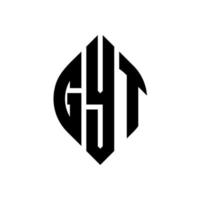 gyt cirkel letter logo ontwerp met cirkel en ellipsvorm. gyt-ellipsletters met typografische stijl. de drie initialen vormen een cirkellogo. gyt cirkel embleem abstracte monogram brief mark vector. vector