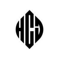 hcj cirkel letter logo ontwerp met cirkel en ellipsvorm. hcj ellipsletters met typografische stijl. de drie initialen vormen een cirkellogo. hcj cirkel embleem abstracte monogram brief mark vector. vector